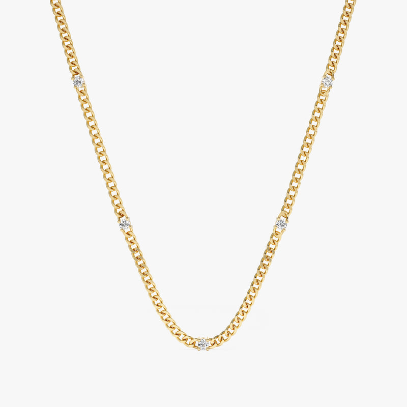 Multi Diamond Cuban Chain Necklace