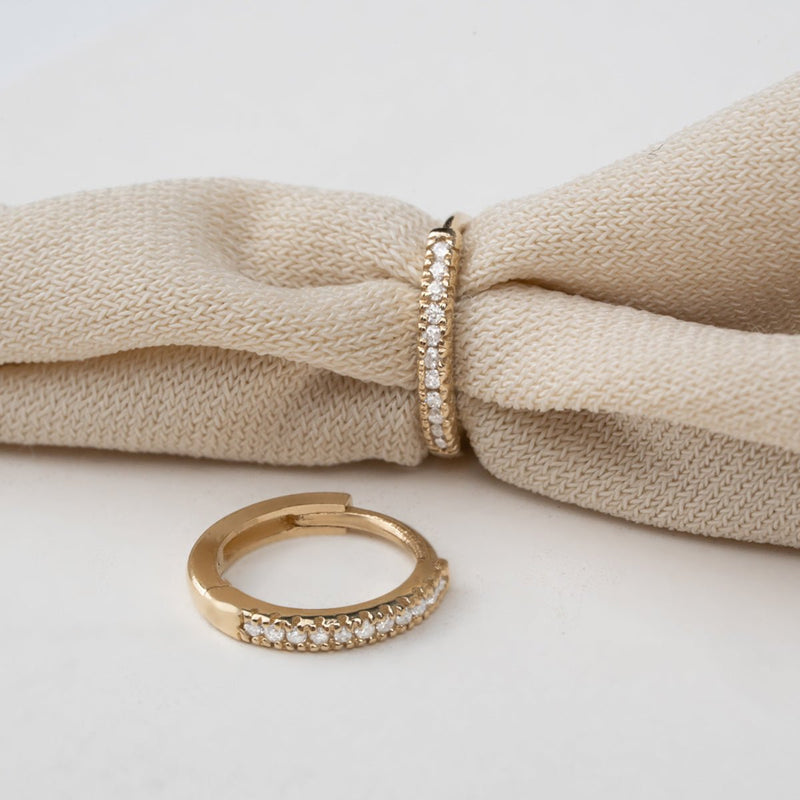 Diamond April Birthstone Gold huggie Earrings