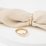Minimalistic Diamond Huggies in solid gold with clover design 