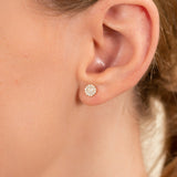 Natural Pave Diamond Disc Studs in solid gold for her