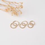 Handmade solid 14k Gold Beaded Hoop huggies for her