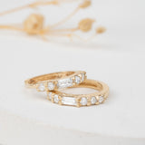 solid gold Mini Multi Diamond Hoop huggie Earrings