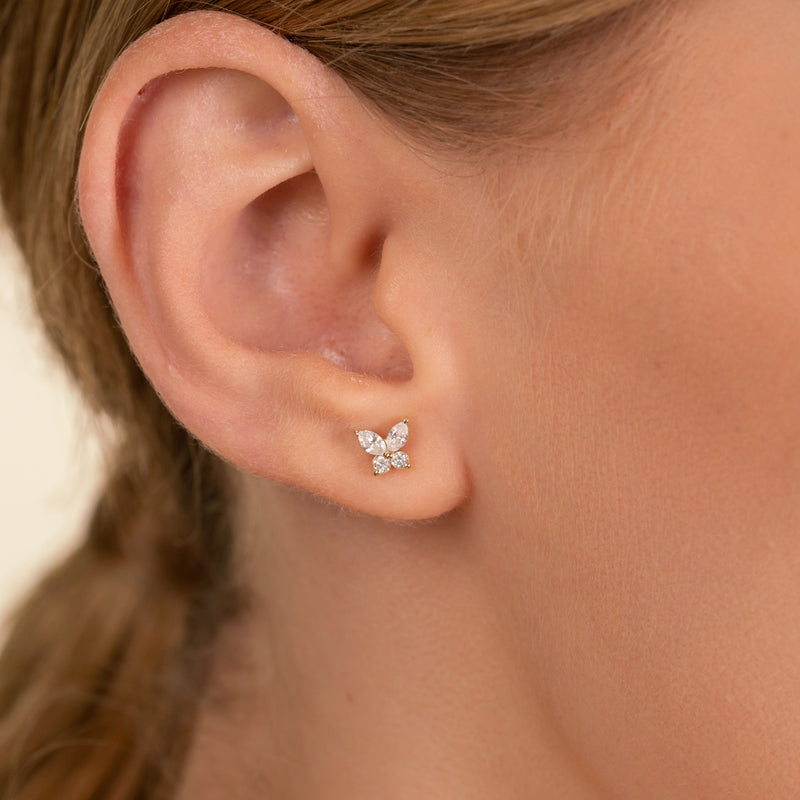 dainty Marquise Diamond Butterfly Stud earrings