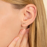 Dainty arrow stud earrings with diamonds in solid gold for her