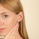 Minimalist Solid Gold Diamond Arrow Stud Earrings for her