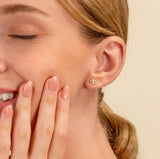 dainty Diamond Evil Eye Studs in solid gold