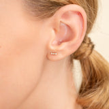 dainty Natural three Bezel Diamond stud earrings 