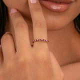 Baguette Ruby and Round Diamond Ring