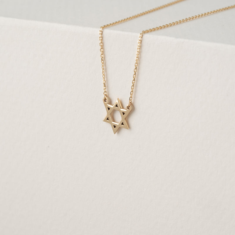 Plain solid Gold Star of David Necklace