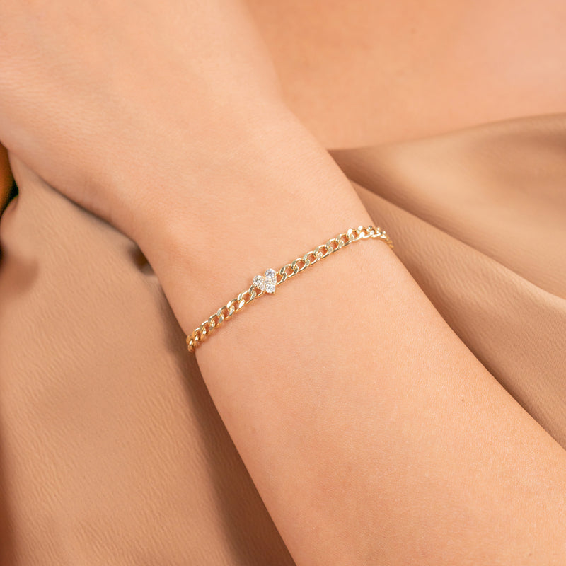 Handmade Solid Gold Cuban Chain Bracelet