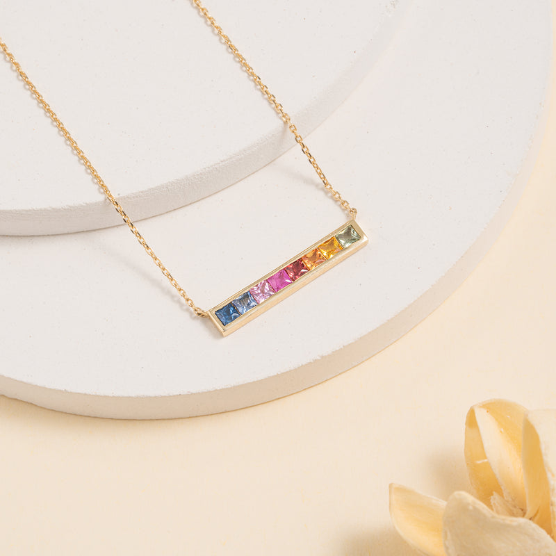 Multi-Color natural Sapphire pendant Necklace