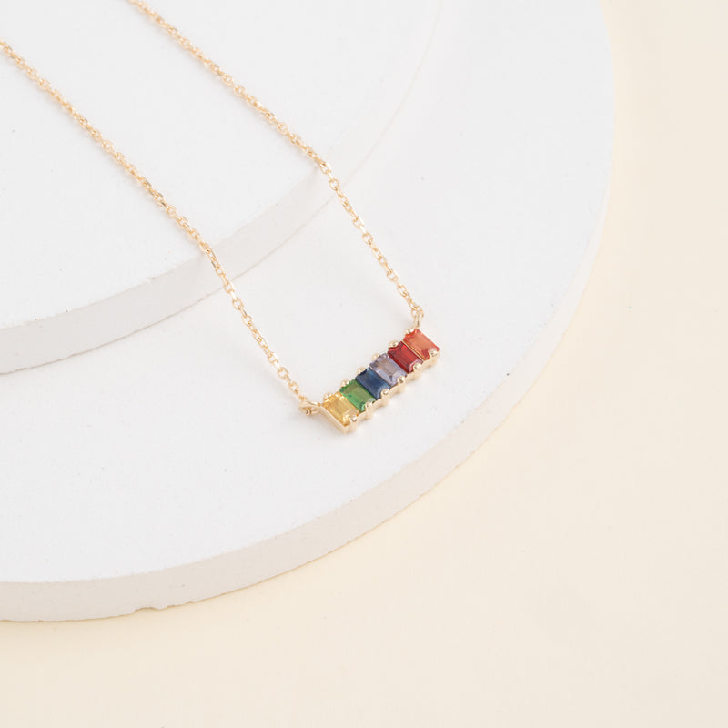 Multi-Colored Baguette Cut natural Sapphire Necklace