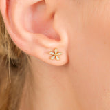 Handmade Gold and Diamond 5 Petal flower Studs