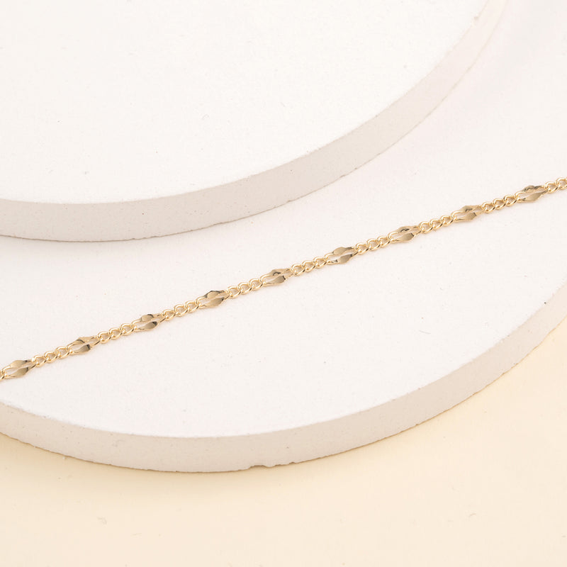 Solid Gold thick kite Chain Bracelet