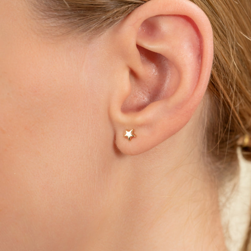 Solid Gold dainty Star Stud Earrings