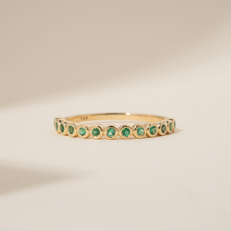 Solid Gold Emerald Half Eternity Band