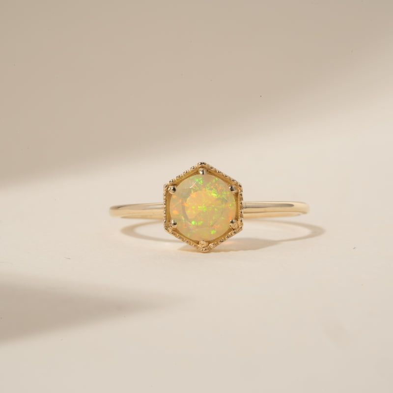 Natural Opal October Ring