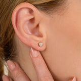 dainty Paved Diamond Heart stud Earrings