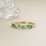 Solid Gold Emerald Diamond Ring