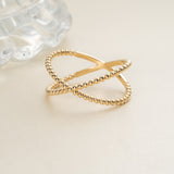 Plain Gold Criss Cross X Ring