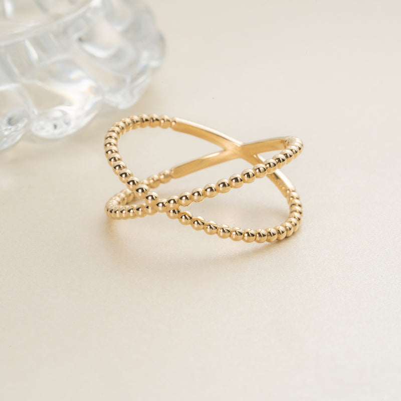 Plain Gold Criss Cross X Ring