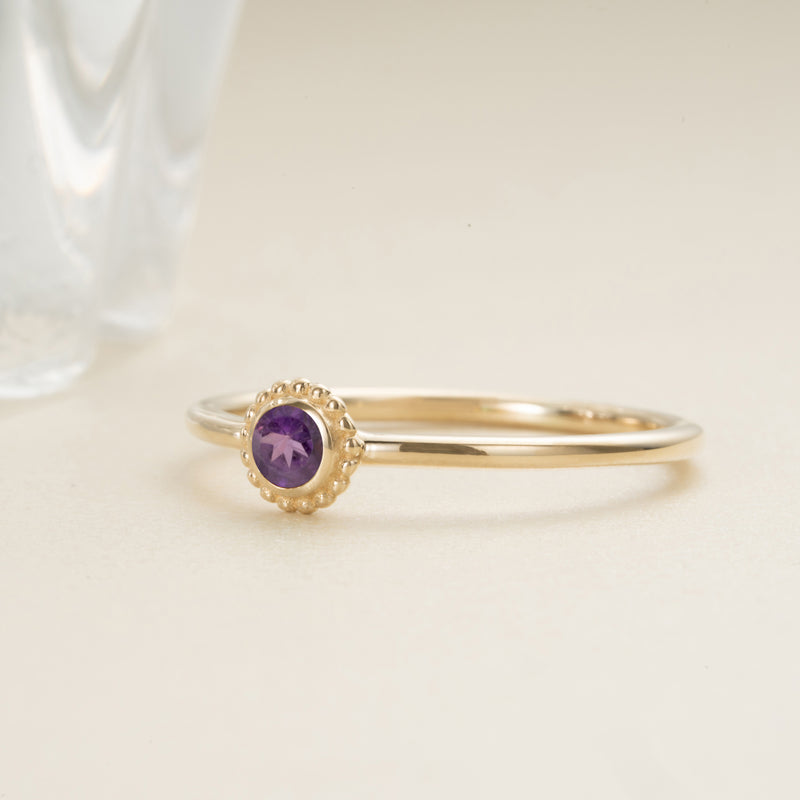 Solid Gold Natural Amethyst Ring