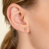 Solid Gold Natural Diamond Cross Earrings for her