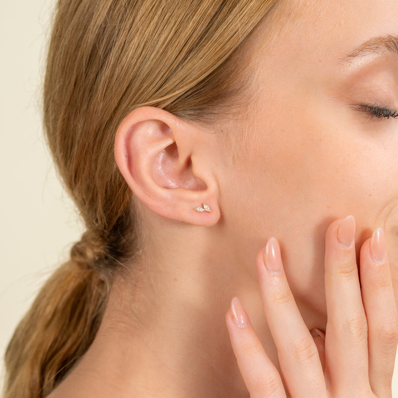 Minimalistic Style Natural double Diamond Stud Earrings