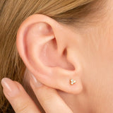 dainty three Natural Diamond Solid Gold Studs