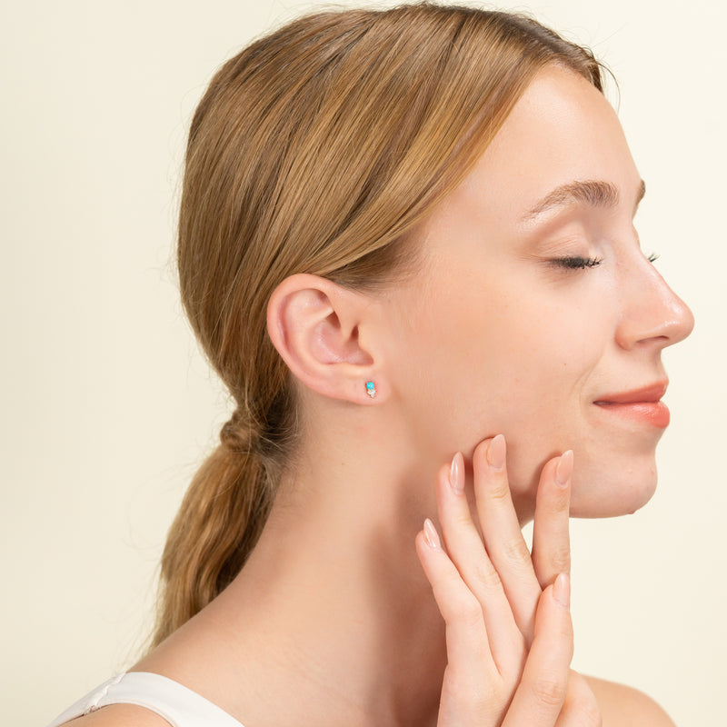 Natural Turquoise Gold Studs