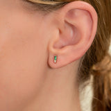 Handmade dainty Natural Emerald Diamond Studs