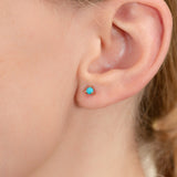 petite Natural Turquoise solid Gold Studs
