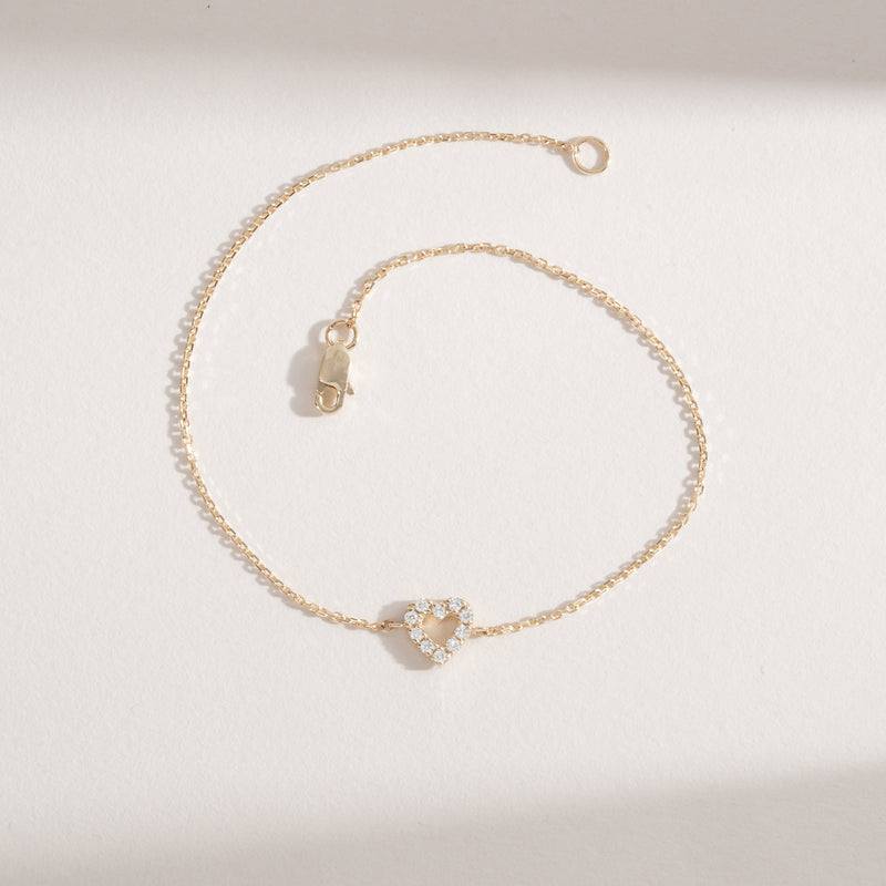 Handmade Gold Diamond heart Bracelet