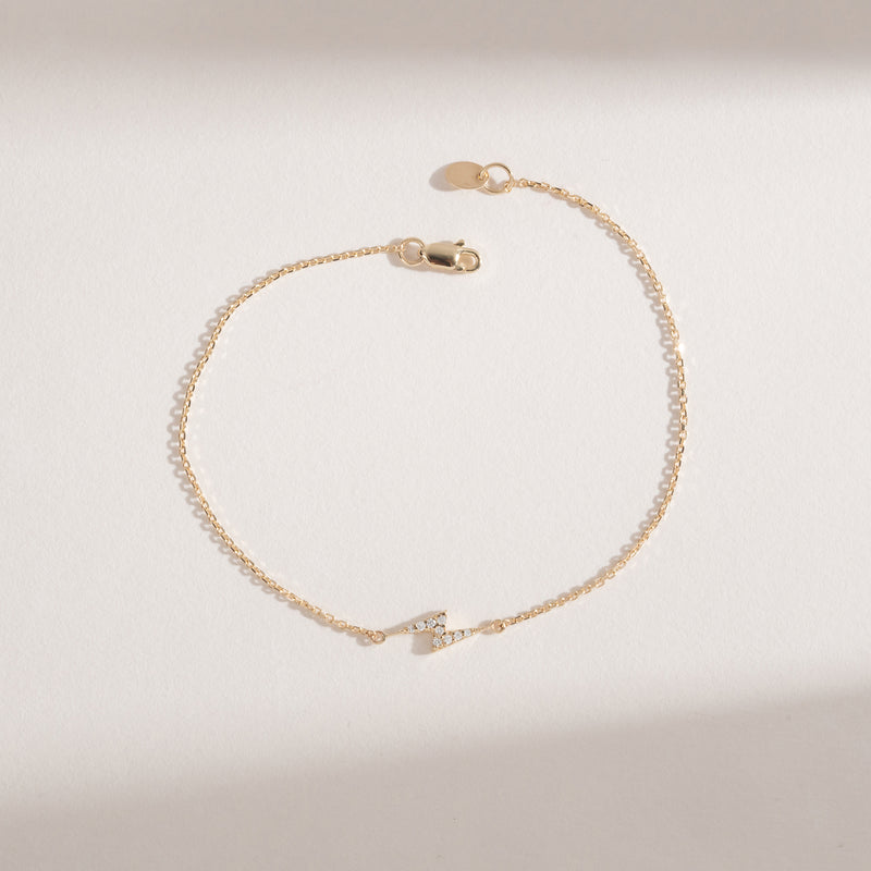 Dainty Diamond Bracelet, Lightning Bolt