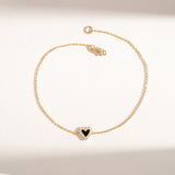 Black Enamel Heart Bracelet