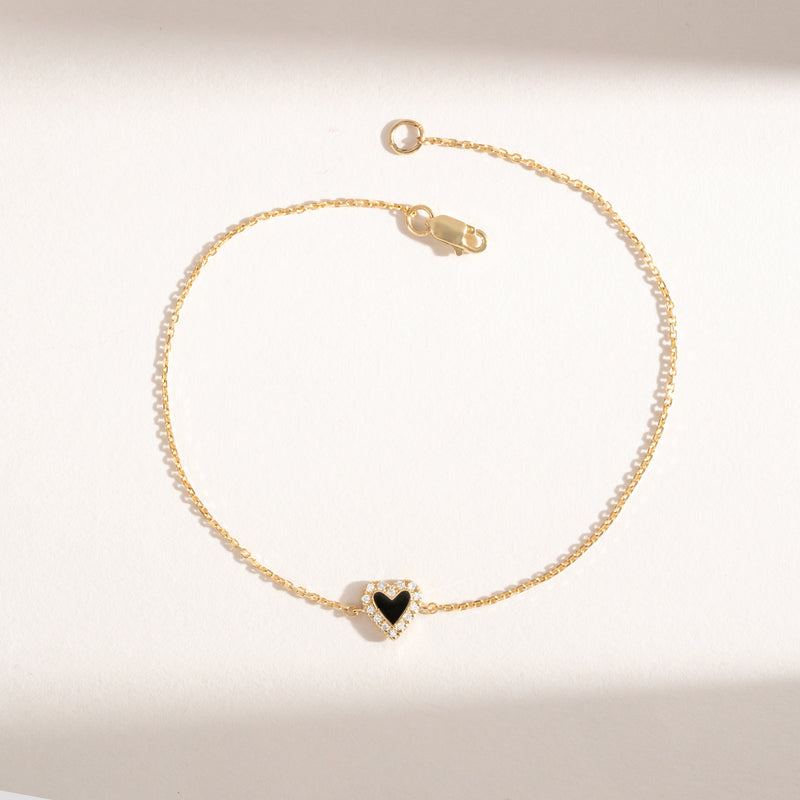 Black Enamel Heart Bracelet
