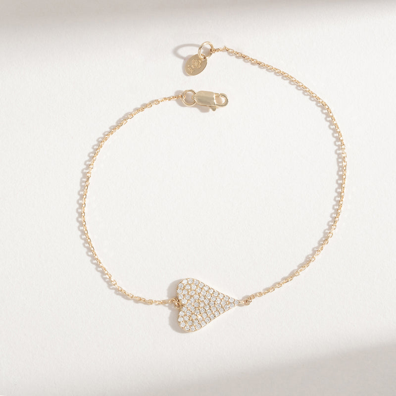 Diamond Heart Cable Chain Bracelet