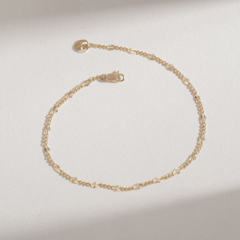 Handmade Solid Gold kite Linked Chain Bracelet