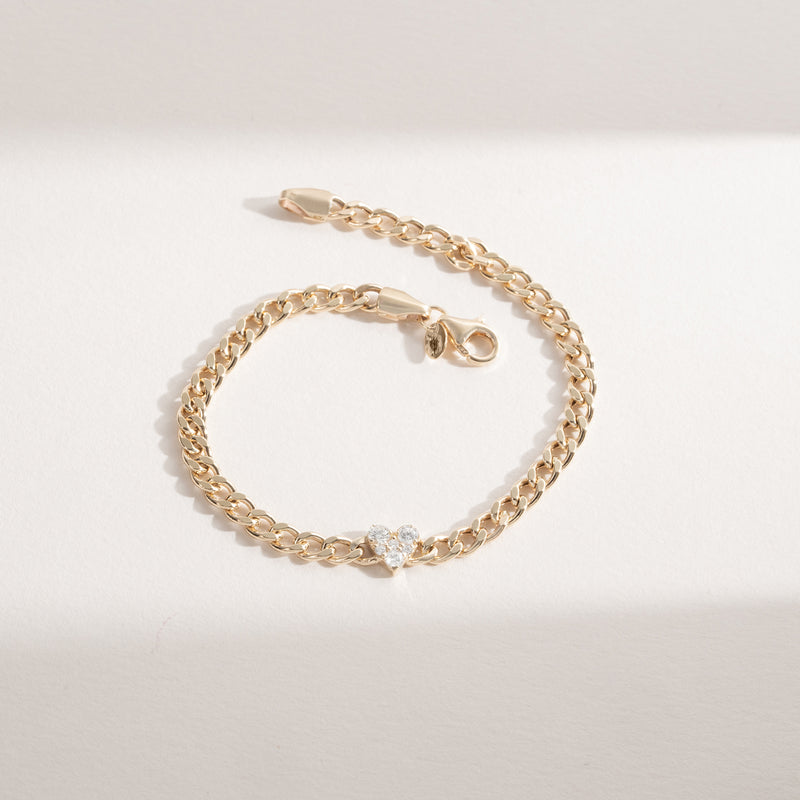 Gold Cuban Chain Heart Bracelet