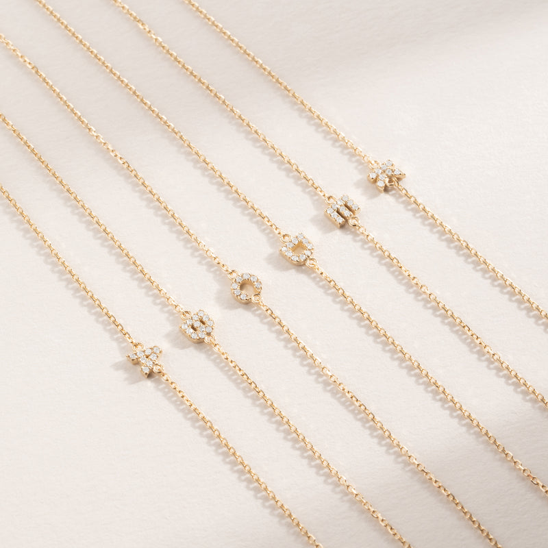Natural Diamond Mini Letter Bracelet