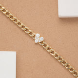 Diamond Heart Cuban Chain Bracelet