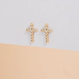 Handmade Solid Gold Cross Studs
