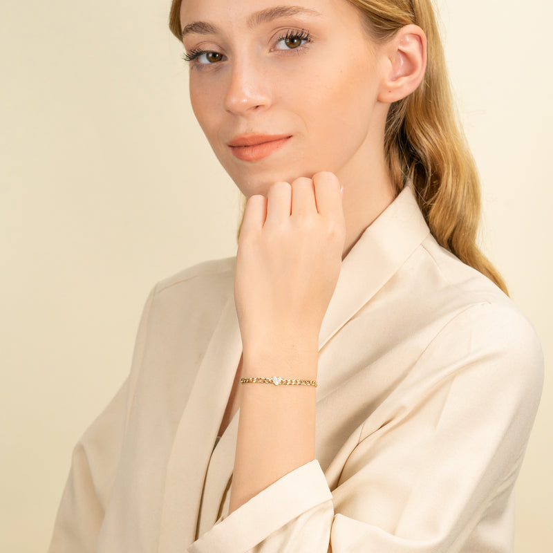 Gold Cuban Chain Heart Bracelet