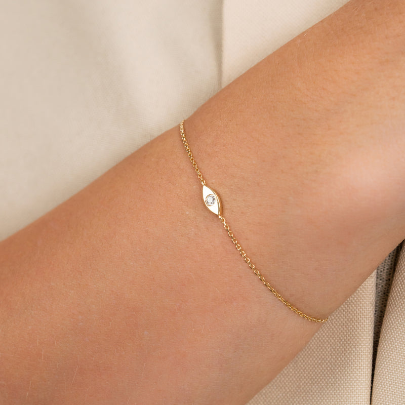 Single Diamond Evil Eye Bracelet