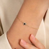 Solid Gold Black Heart Bracelet