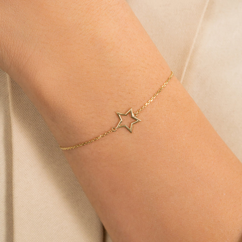 Handmade Gold Star cut out Bracelet