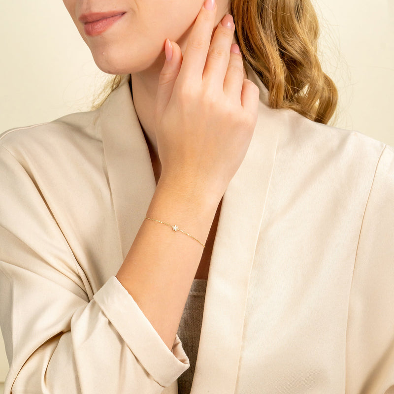 Handmade Diamond Gold Mini Initial Bracelet