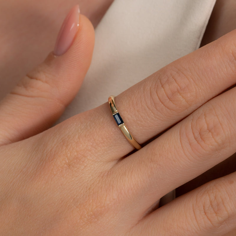 Blue Sapphire Baguette Ring