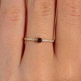 Gold Natural Garnet and Diamond Ring