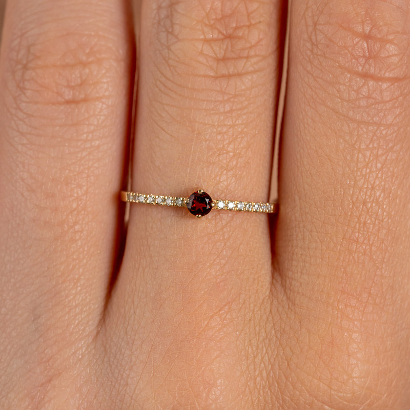 Gold Natural Garnet and Diamond Ring